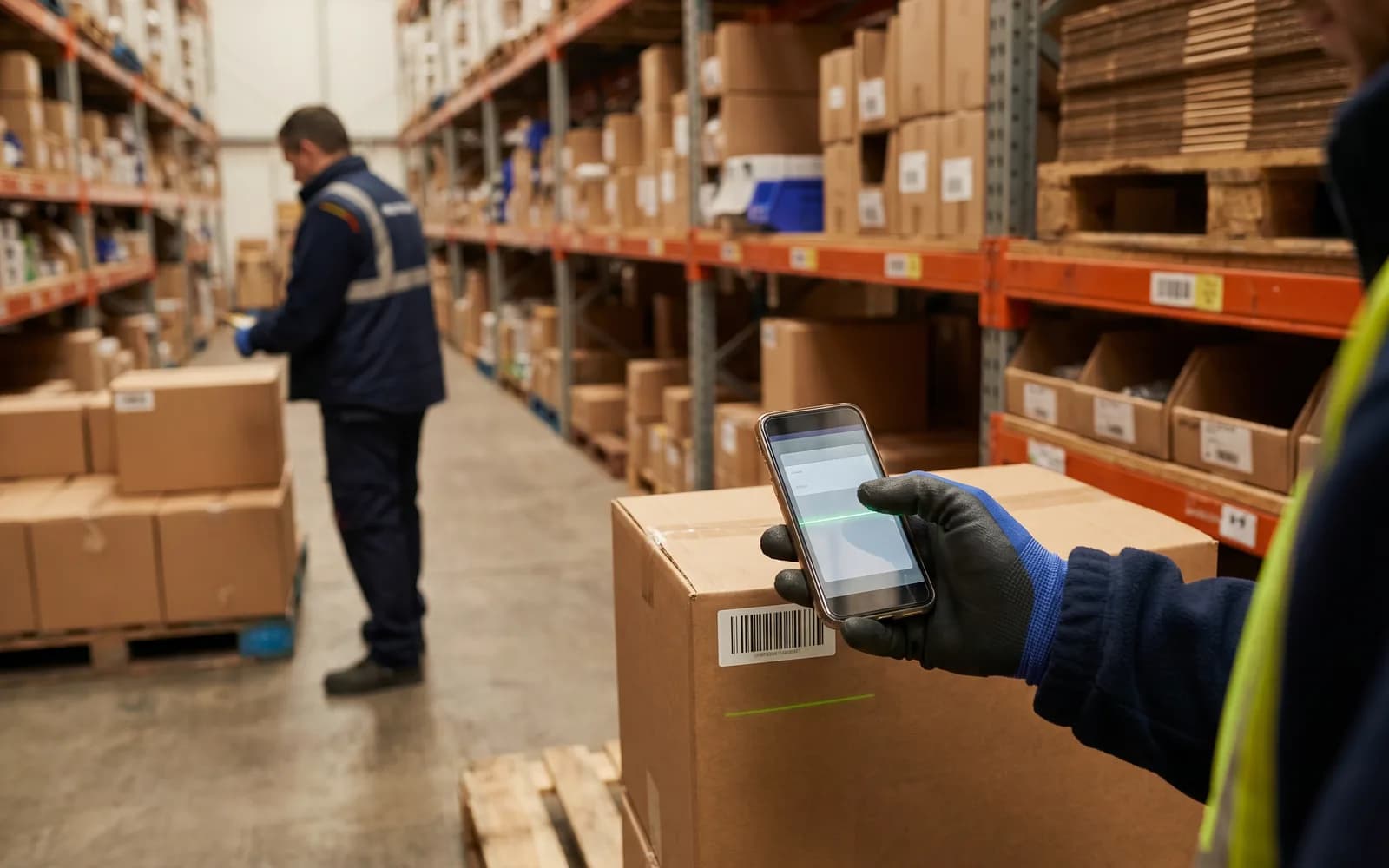 Barcode scan by phone in the warehouse aisle – mobile web overlay for picking