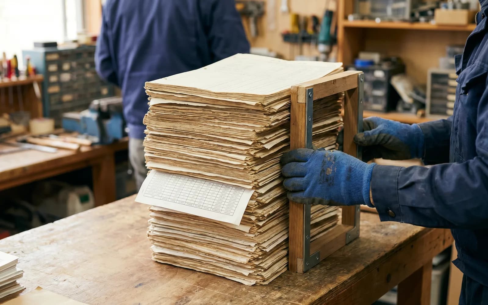 A wobbly stack of spreadsheet tabs being steadied — securing Excel legacy