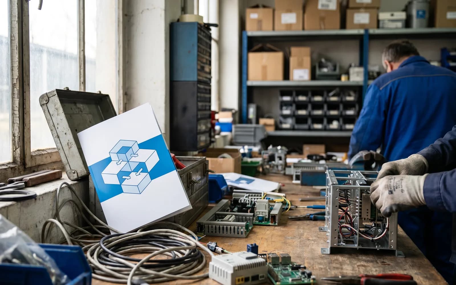 Glossy expectation next to a real factory floor – AI expectation meets reality